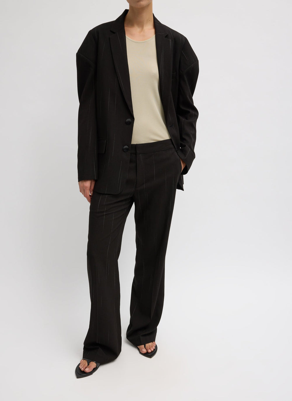 Viscose Suiting Hinged Sleeve Blazer | Tibi