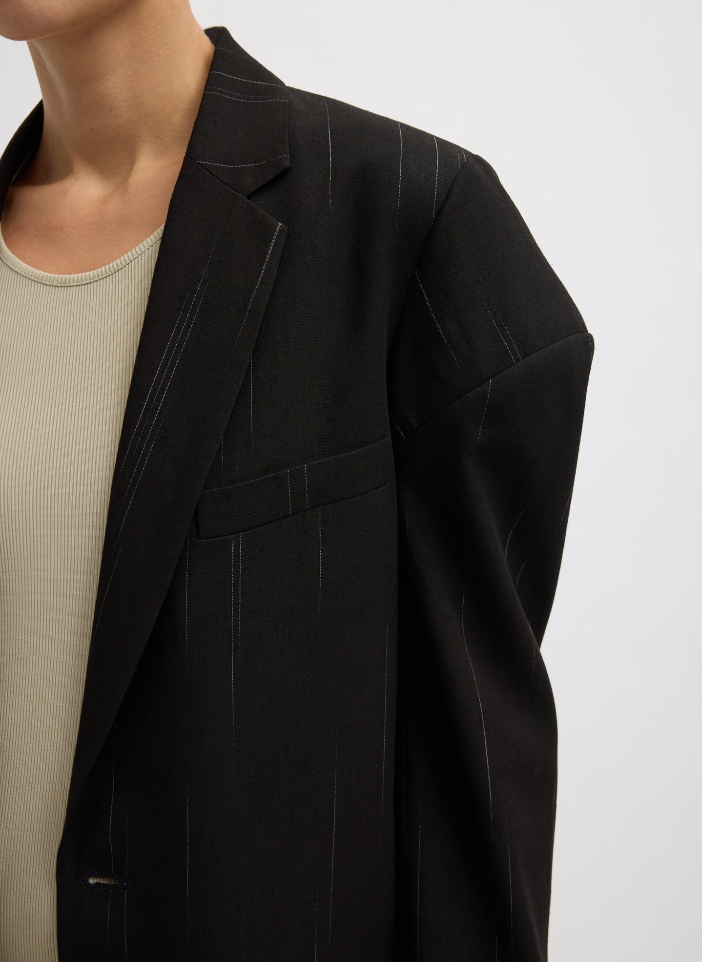 Viscose Suiting Hinged Sleeve Blazer | Tibi