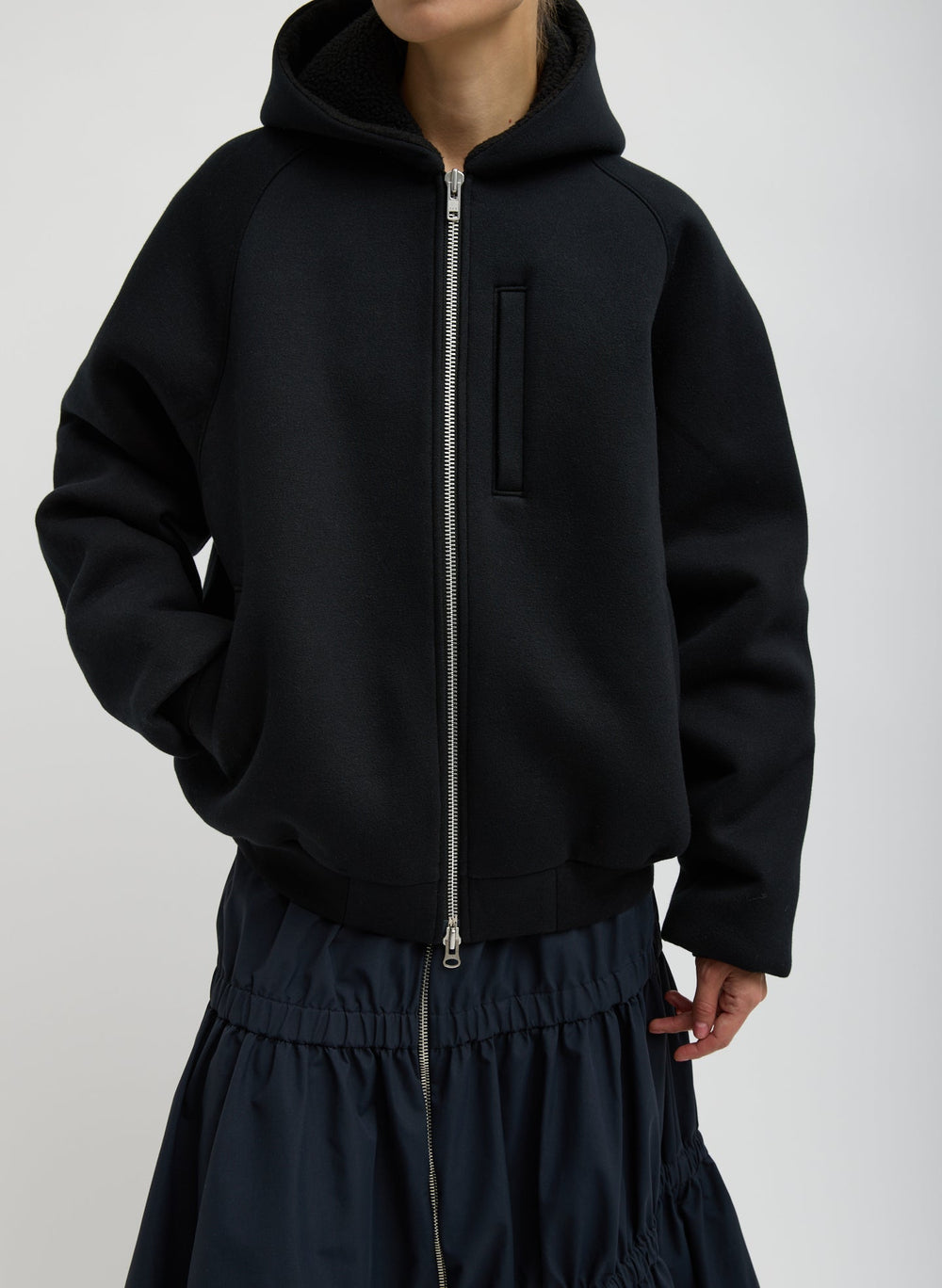 Compact Tech French Terry Zip Up Hoodie | Tibi