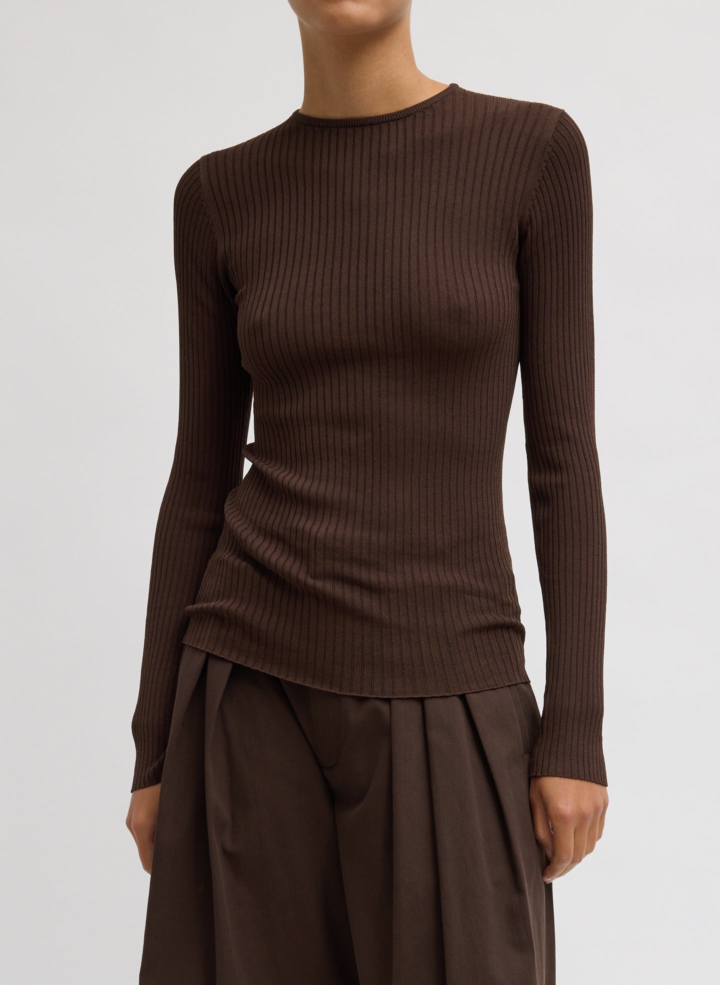 Ribbed Sweater Crewneck Pullover | Tibi
