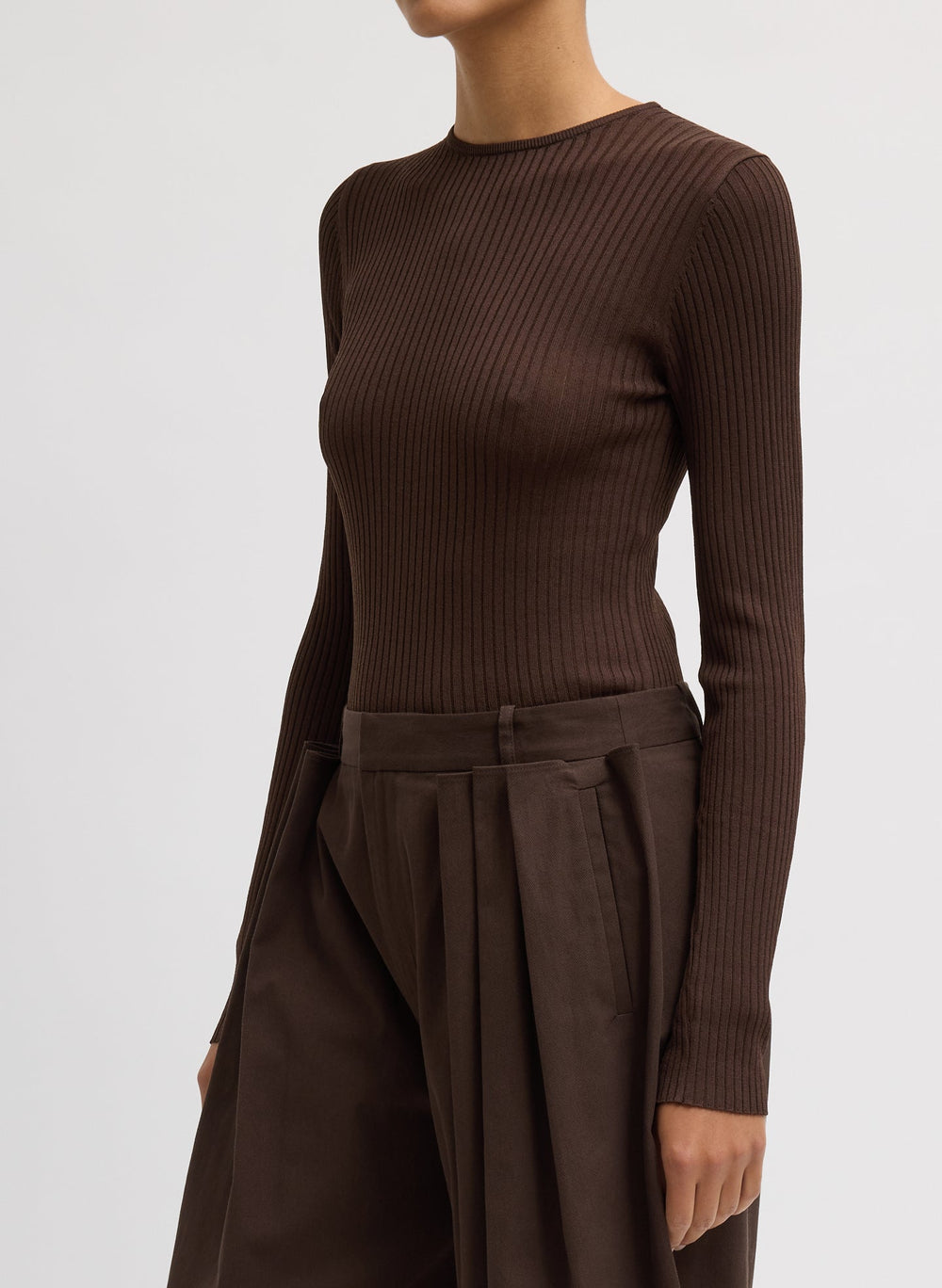 Ribbed Sweater Crewneck Pullover | Tibi