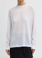 Sheer Crepe Knit Crewneck Unisex Long Sleeve T-Shirt | Tibi