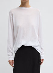Sheer Crepe Knit Crewneck Unisex Long Sleeve T-Shirt | Tibi