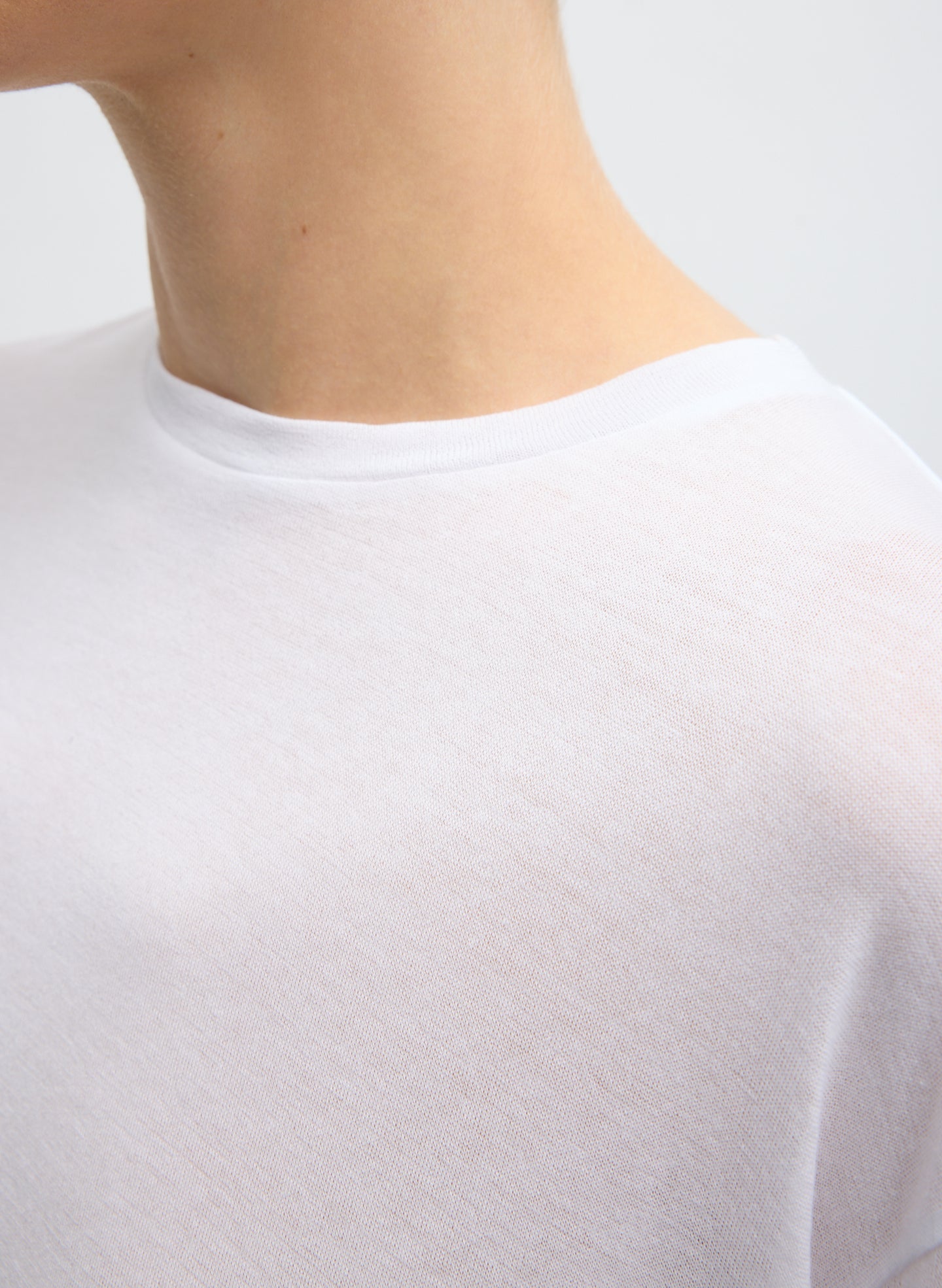 Sheer Crepe Knit Crewneck Unisex Long Sleeve T-Shirt | Tibi