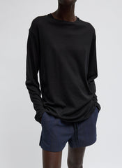 Sheer Crepe Knit Crewneck Unisex Long Sleeve T-Shirt | Tibi