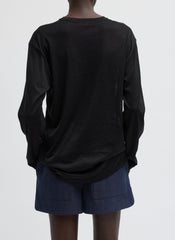 Sheer Crepe Knit Crewneck Unisex Long Sleeve T-Shirt | Tibi