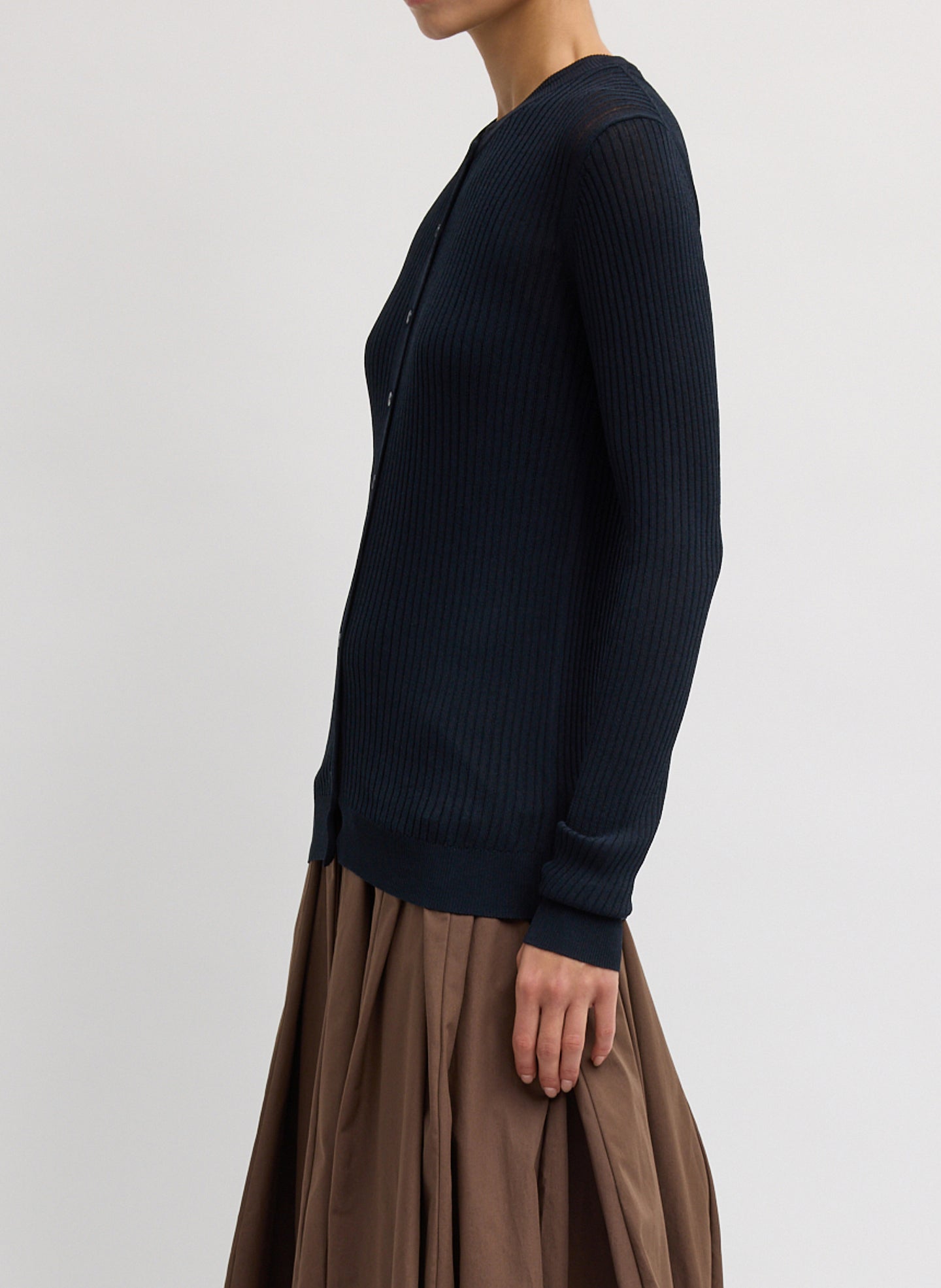 Ribbed Sweater Slim Cardigan | Tibi