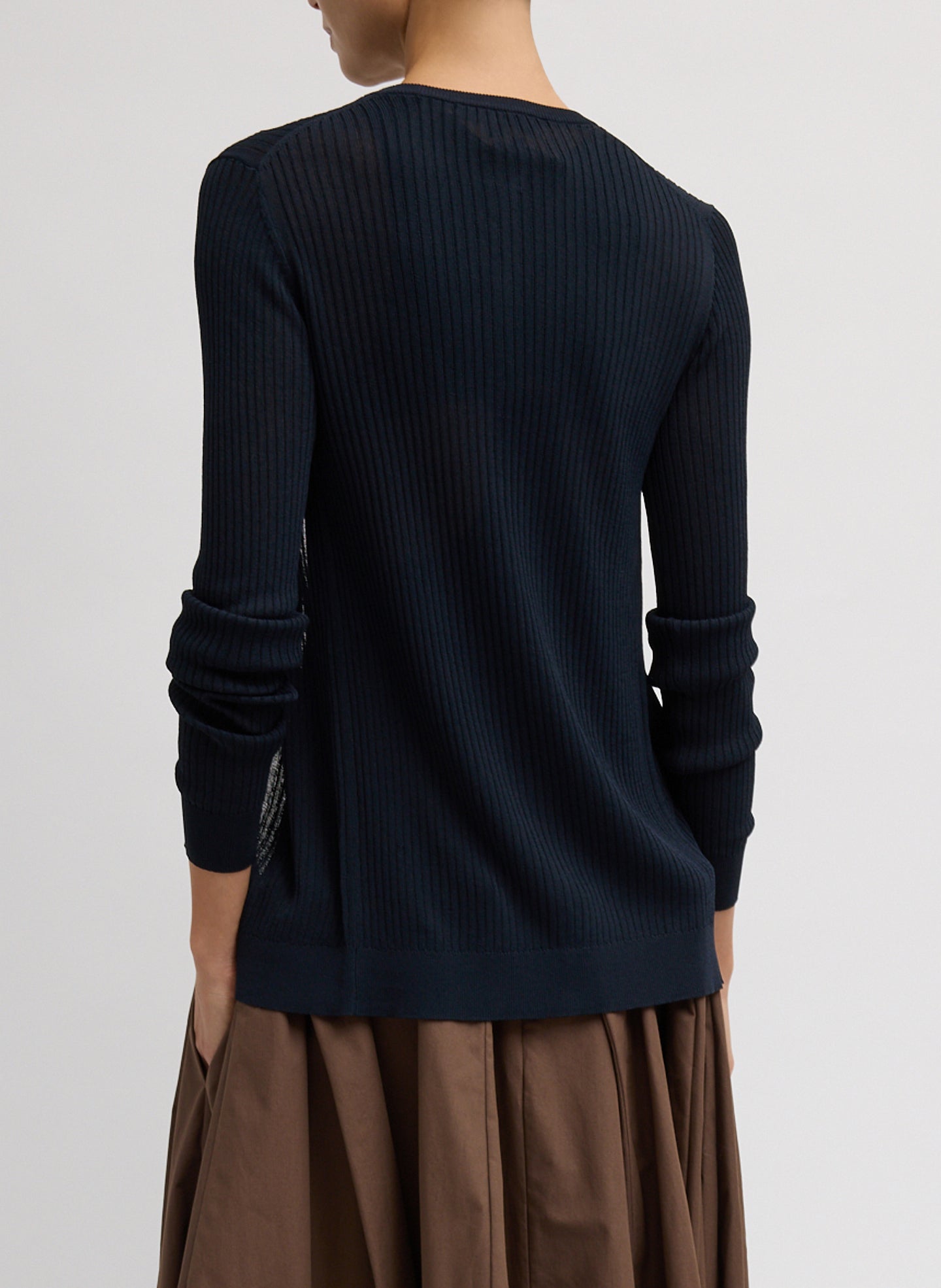Ribbed Sweater Slim Cardigan | Tibi