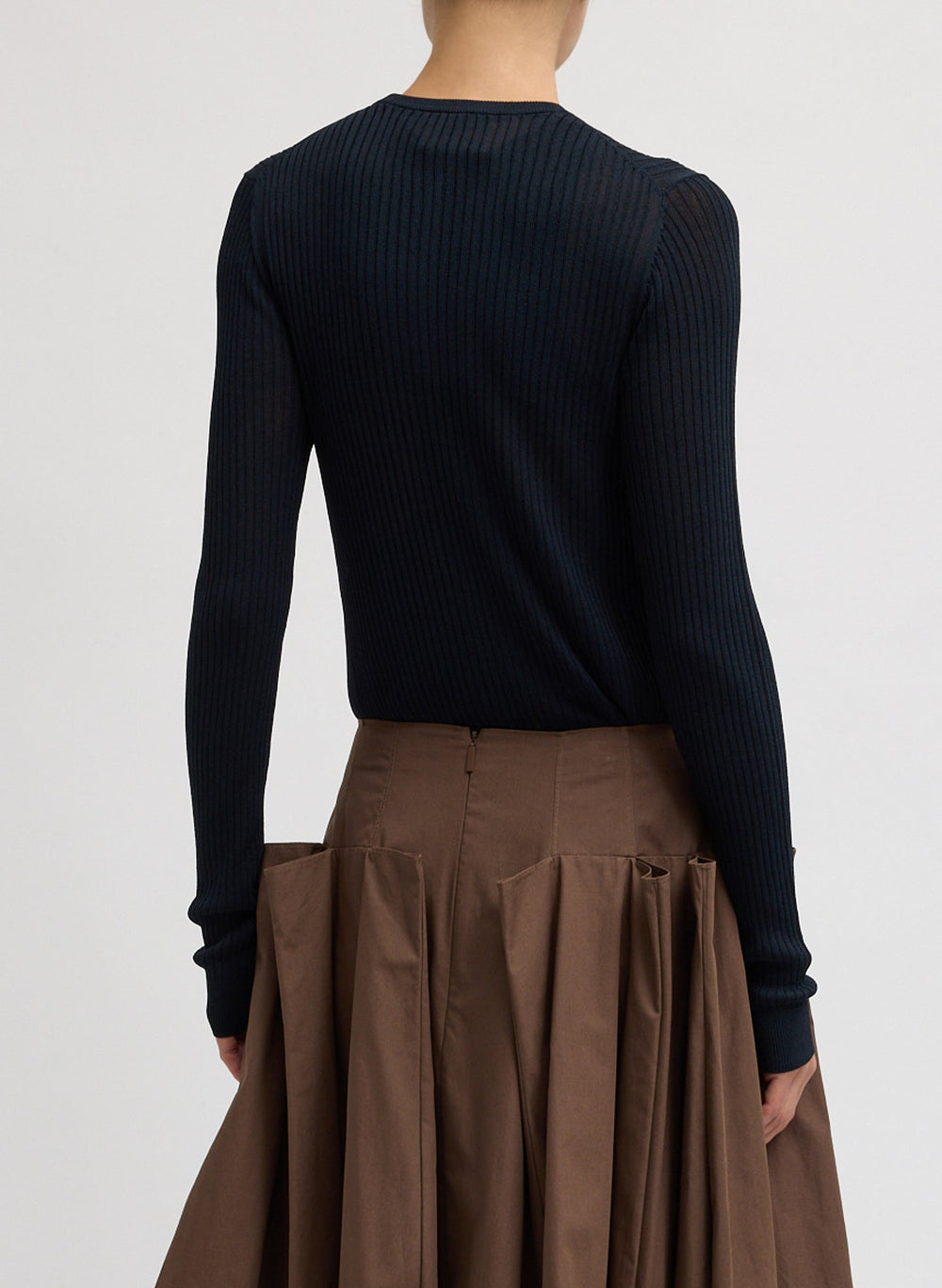 Ribbed Sweater Slim Cardigan | Tibi
