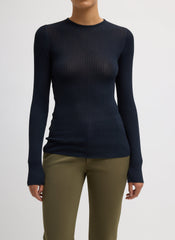 Ribbed Sweater Crewneck Pullover | Tibi