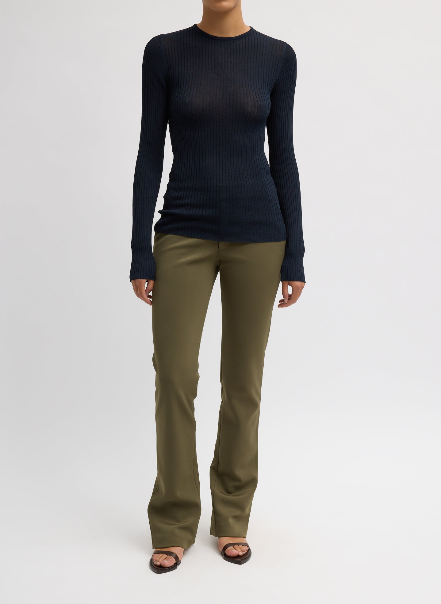 Ribbed Sweater Crewneck Pullover | Tibi