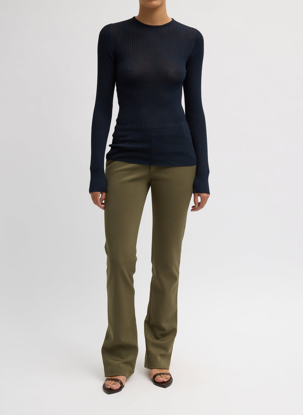 Ribbed Sweater Crewneck Pullover | Tibi