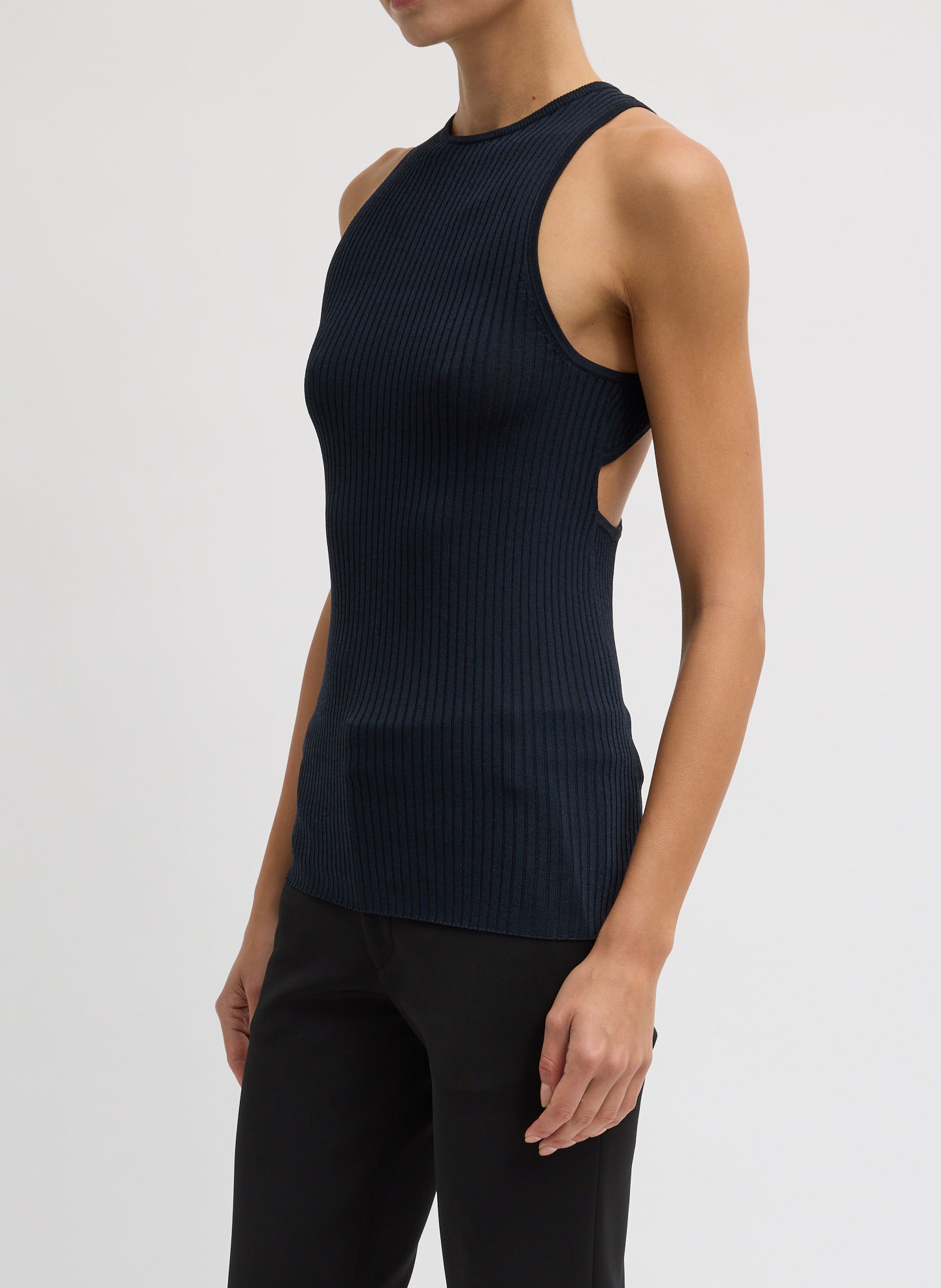 Ribbed Sweater Cut Out Tank | Tibi