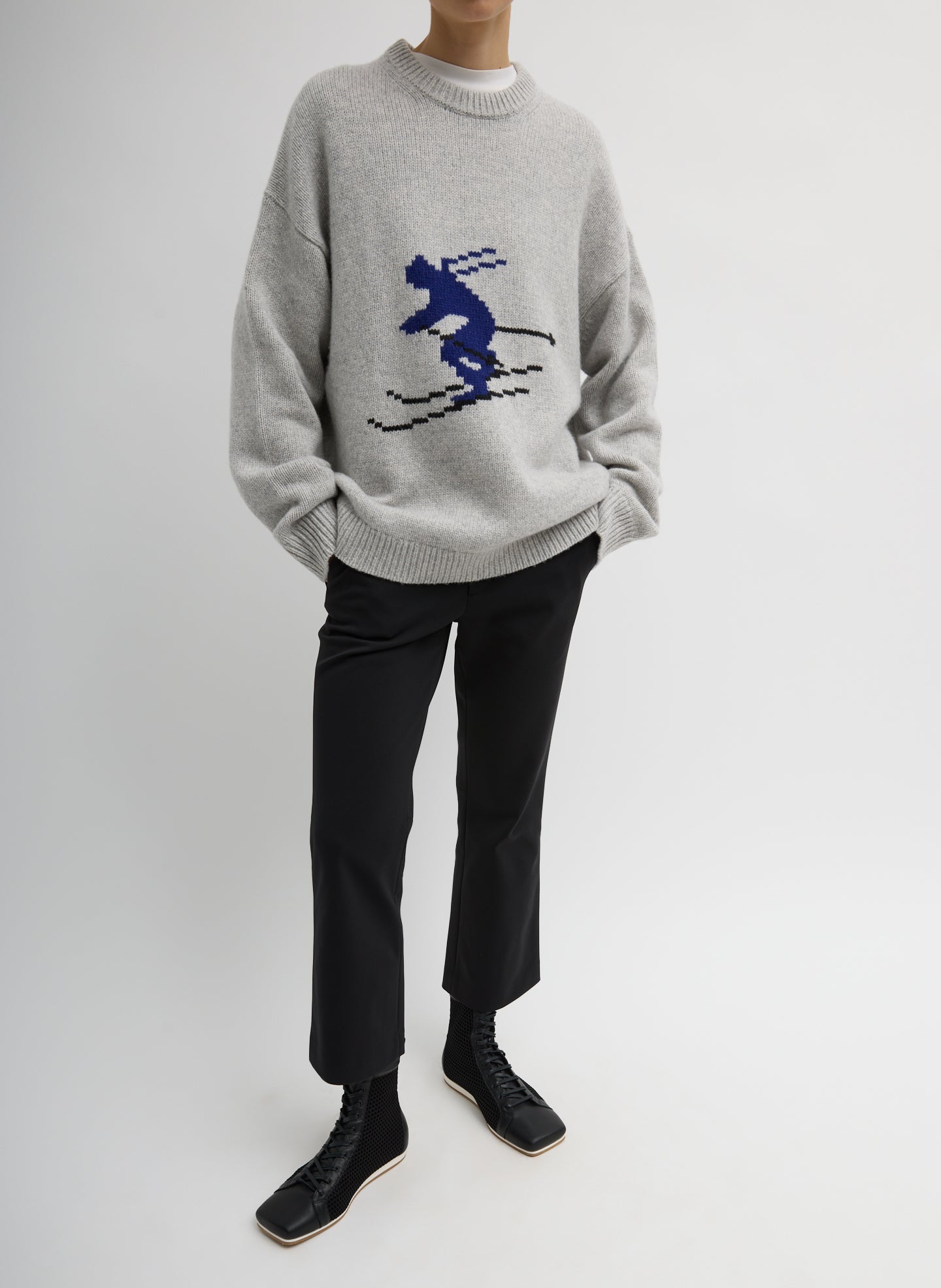Soft Wool Ski Easy Pullover Crewneck Sweater | Tibi