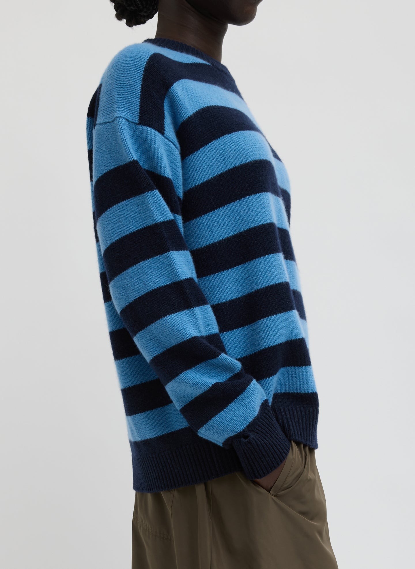 Striped Cashmere Crewneck Easy Pullover | Tibi