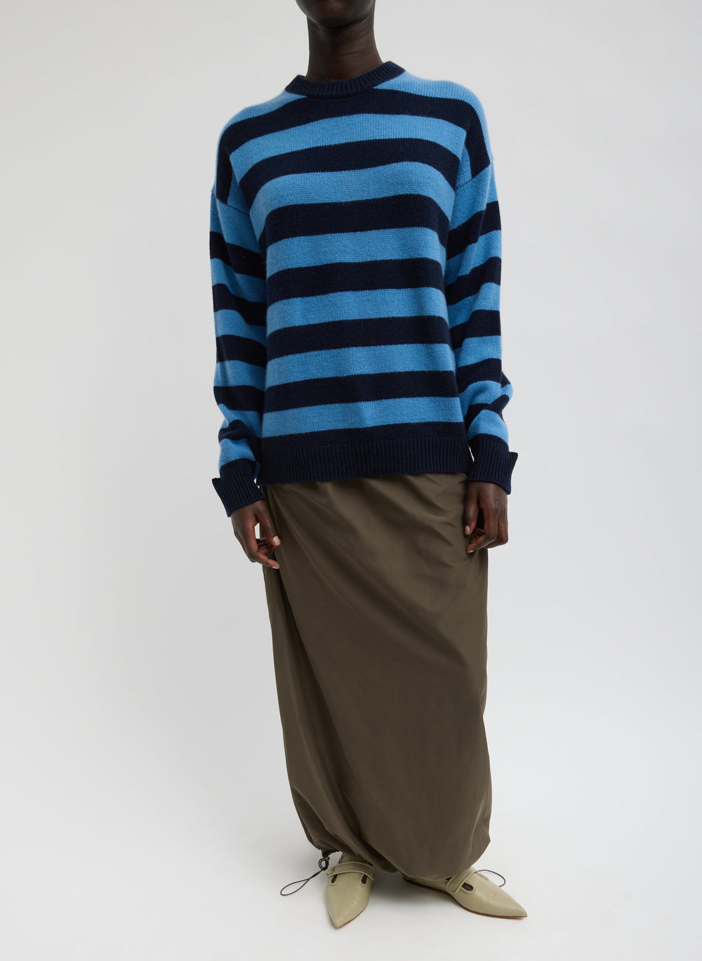 Striped Cashmere Crewneck Easy Pullover | Tibi