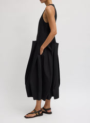 Compact Eco Poplin Pinched Pleat Dress | Tibi