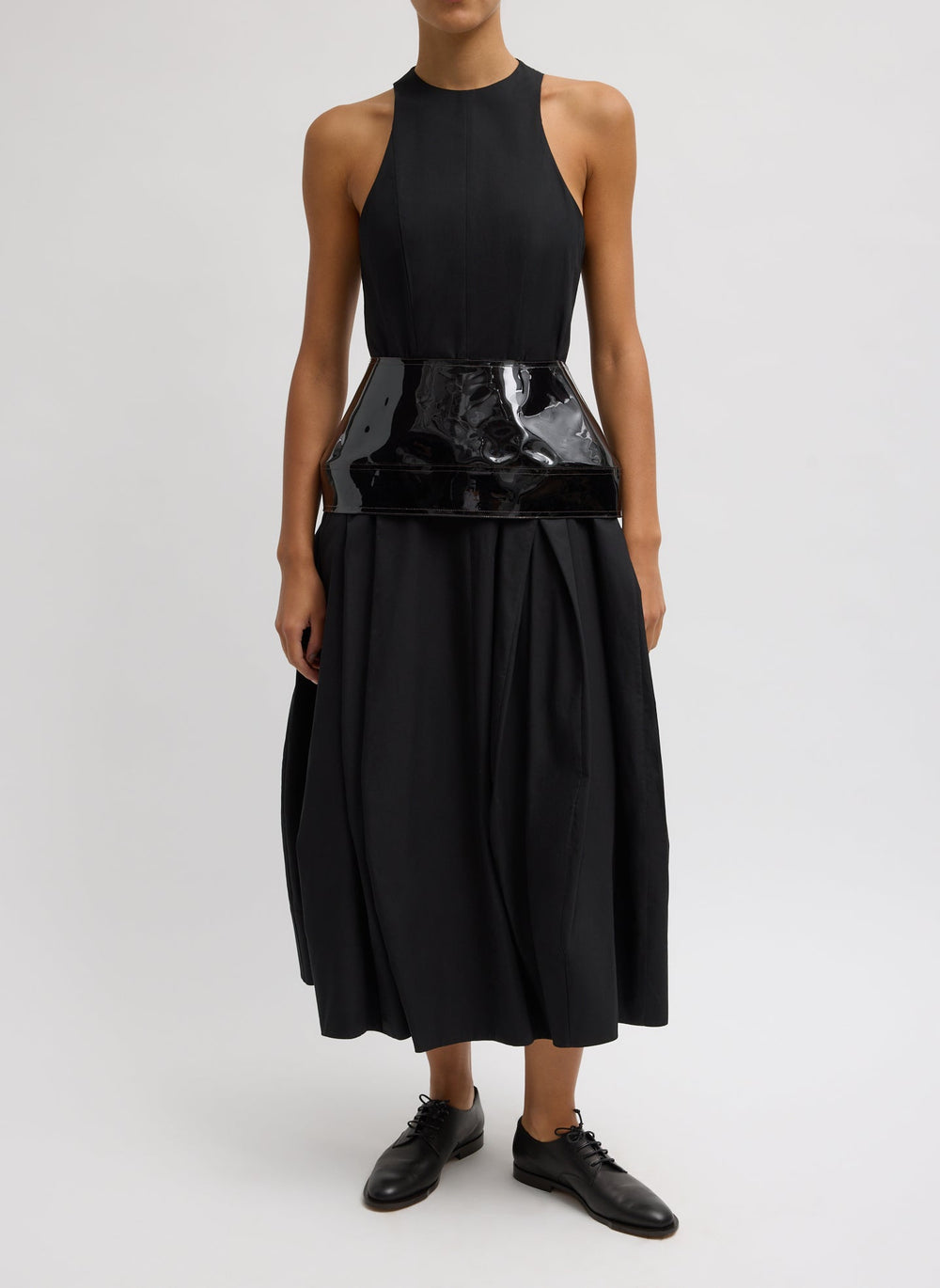 Compact Eco Poplin Pinched Pleat Dress | Tibi