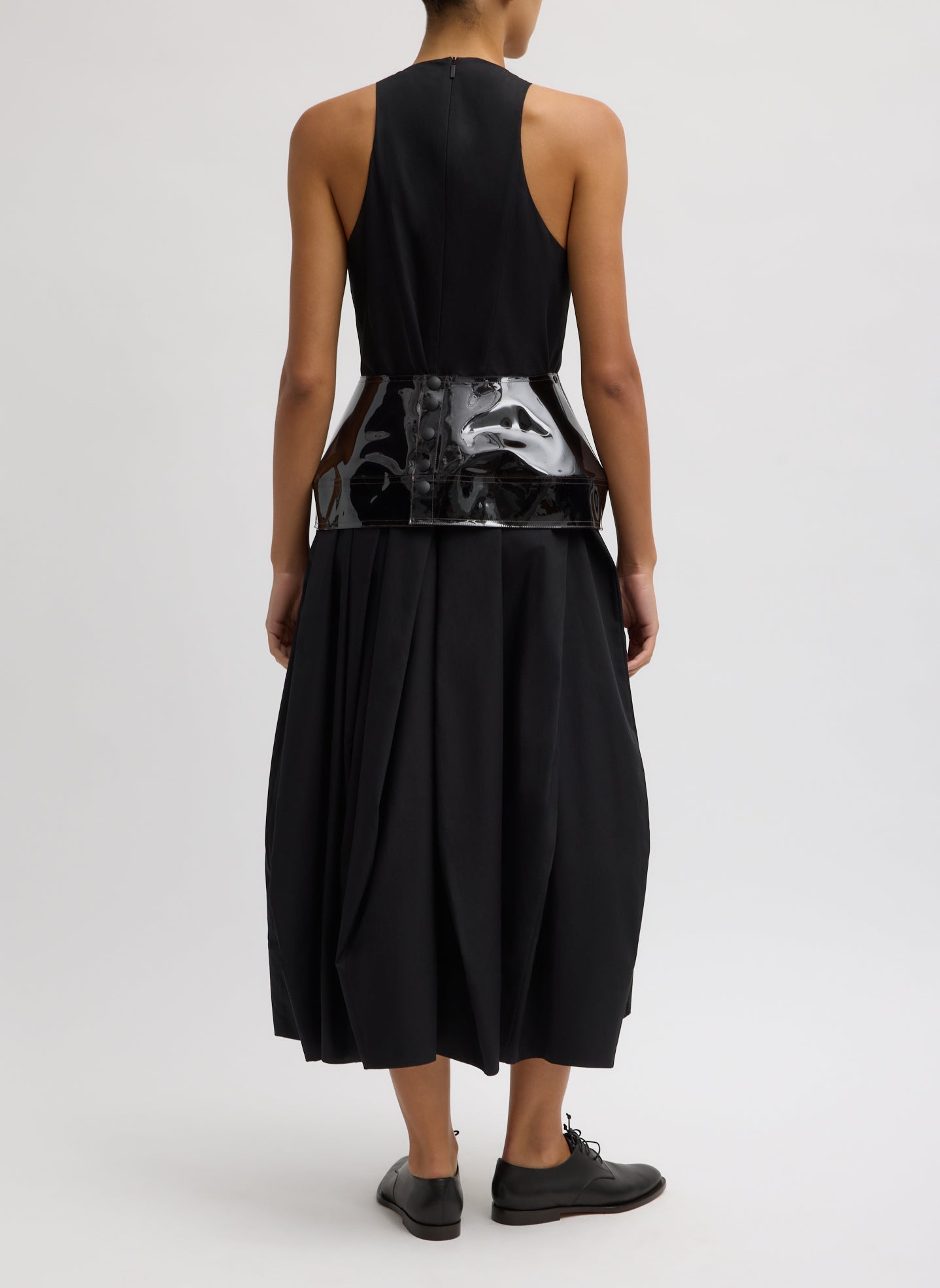Compact Eco Poplin Pinched Pleat Dress | Tibi