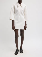 Bonded Viscose Zip Front Short Sleeve Slim Tunic | Tibi