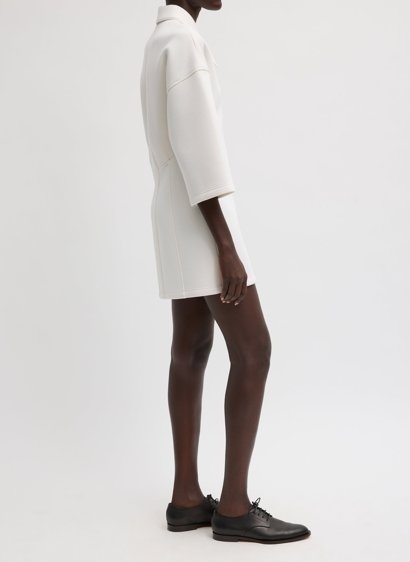 Bonded Viscose Zip Front Short Sleeve Slim Tunic | Tibi