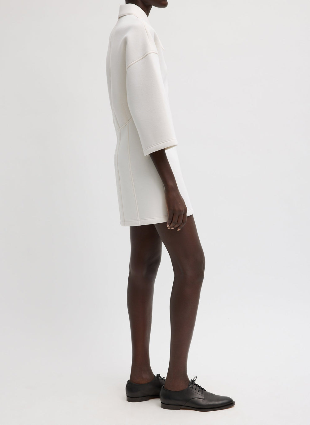 Bonded Viscose Zip Front Short Sleeve Slim Tunic | Tibi