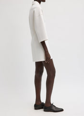 Bonded Viscose Zip Front Short Sleeve Slim Tunic | Tibi