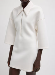 Bonded Viscose Zip Front Short Sleeve Slim Tunic | Tibi