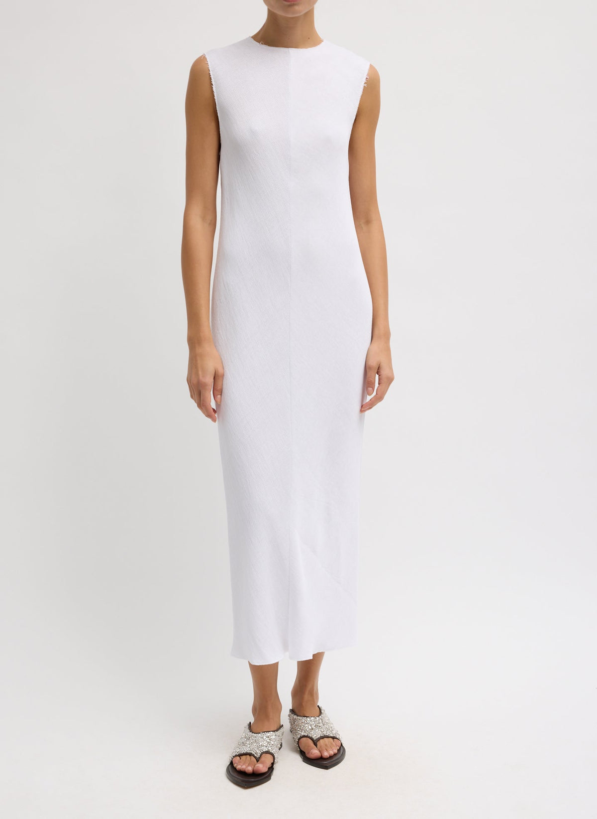 Viscose Plisse Sleeveless Bias Dress | Tibi