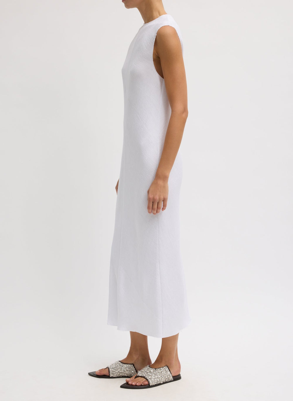 Viscose Plisse Sleeveless Bias Dress | Tibi