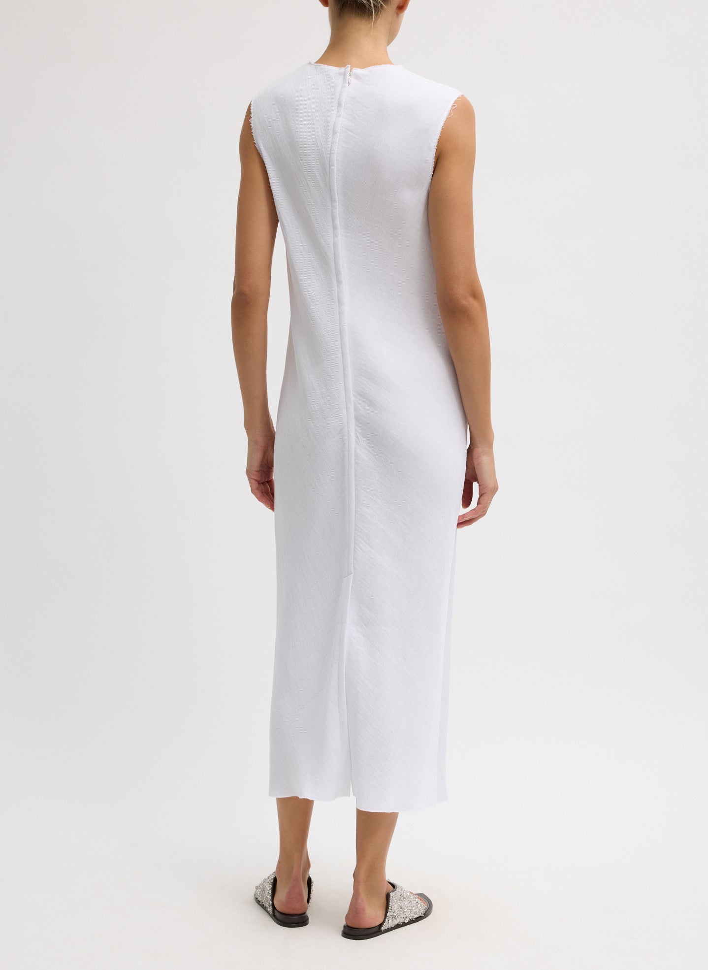 Viscose Plisse Sleeveless Bias Dress | Tibi
