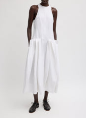 Compact Eco Poplin Pinched Pleat Dress | Tibi
