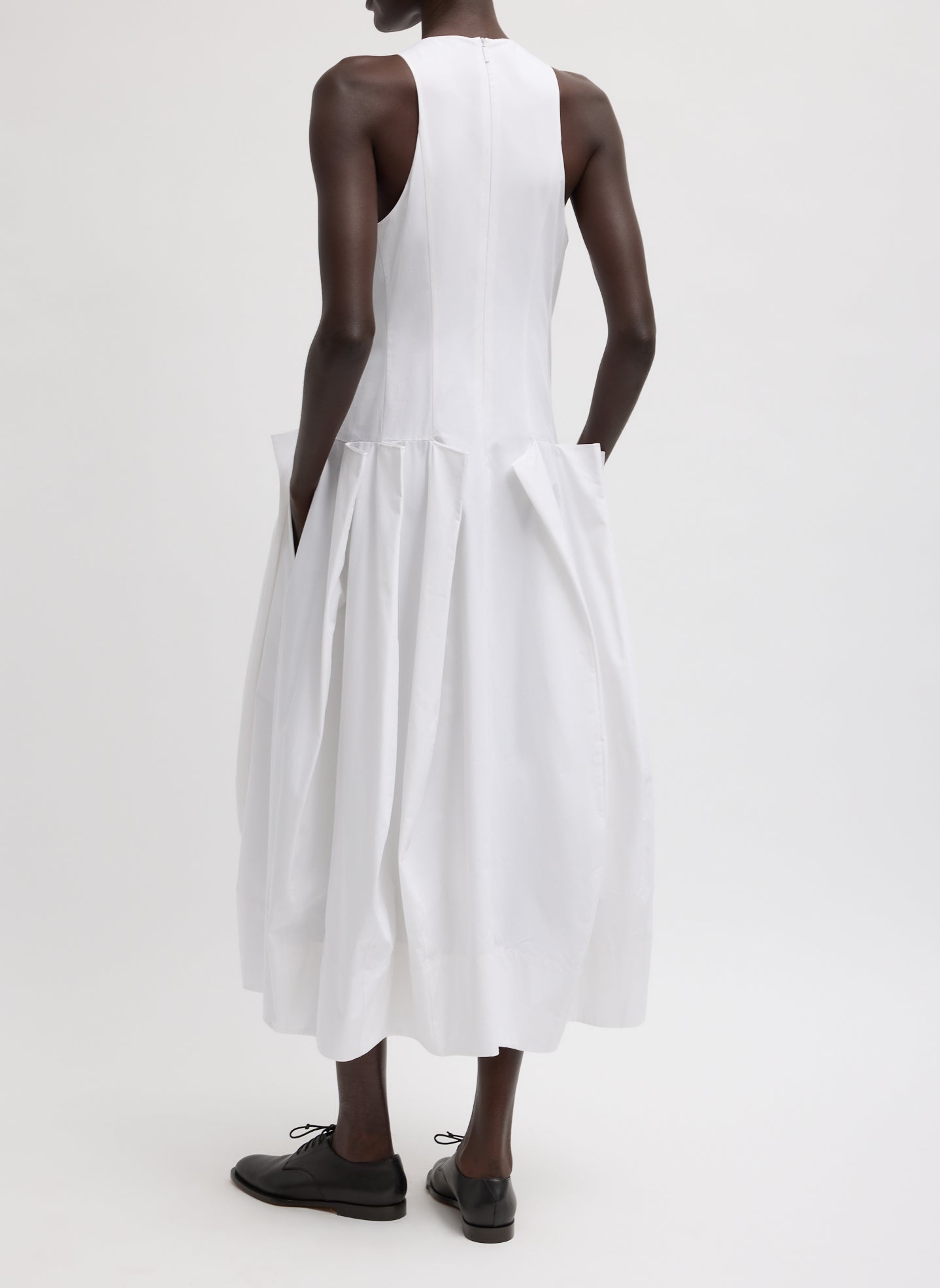 Compact Eco Poplin Pinched Pleat Dress | Tibi