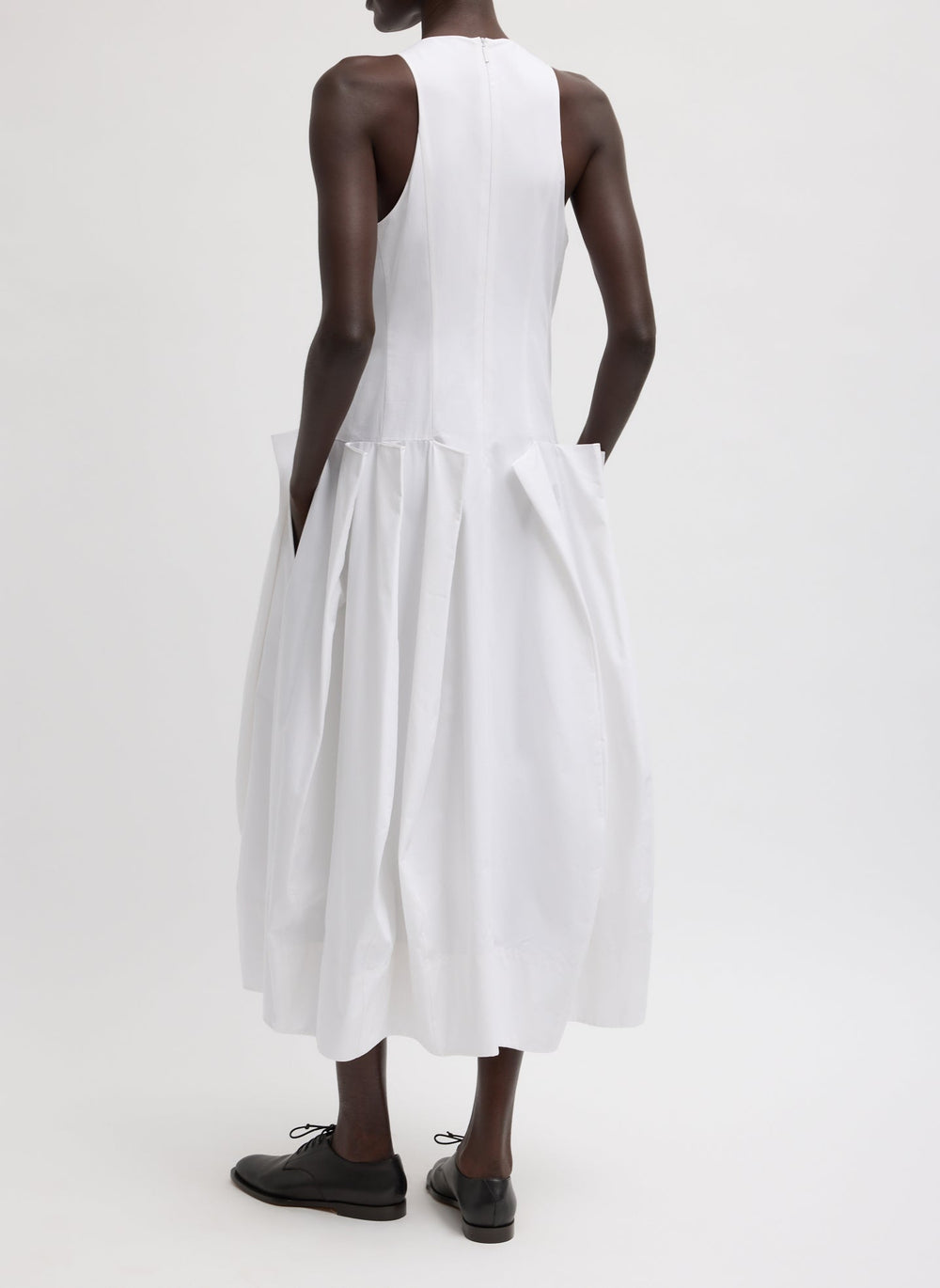 Compact Eco Poplin Pinched Pleat Dress | Tibi