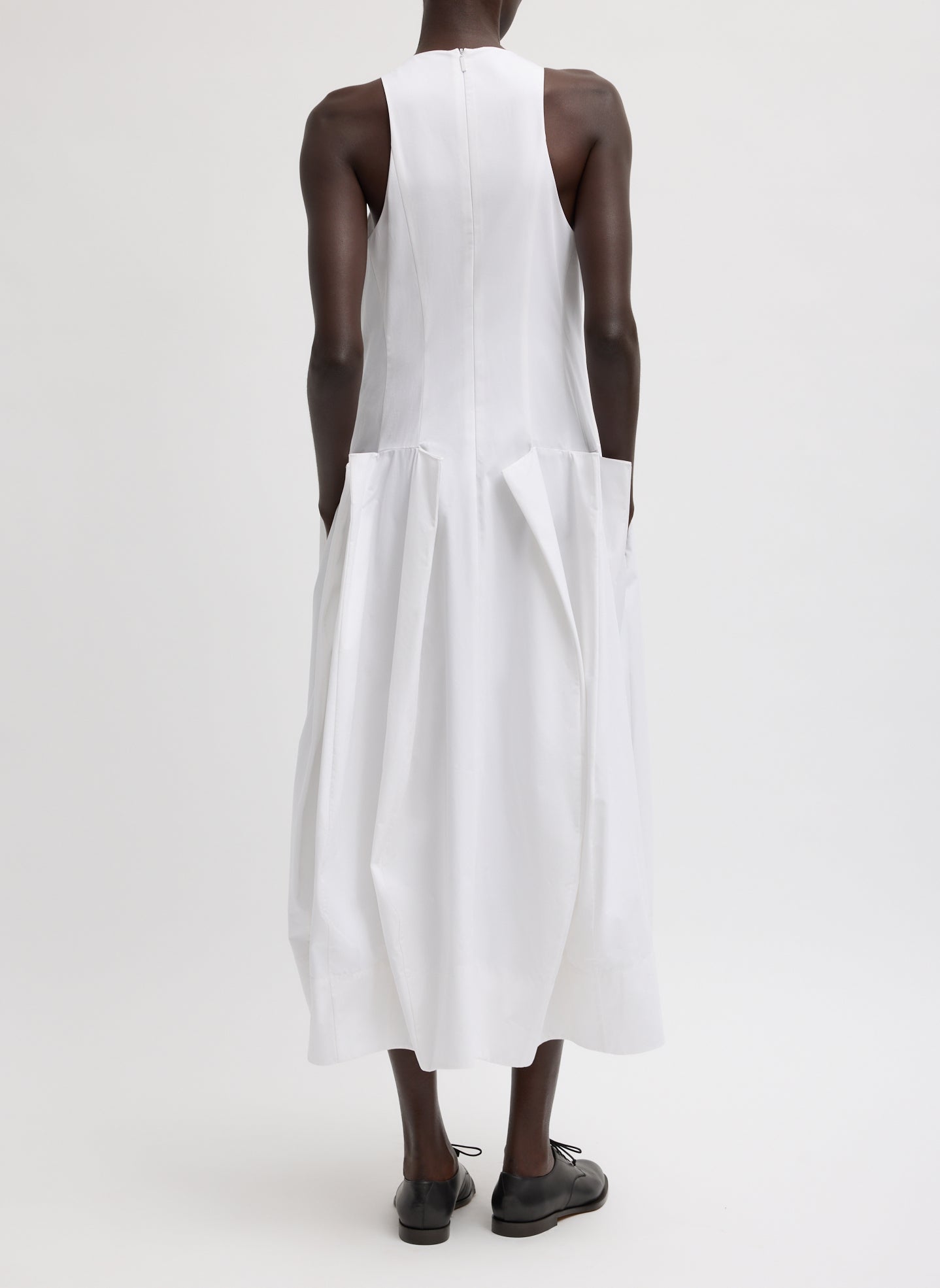 Compact Eco Poplin Pinched Pleat Dress | Tibi