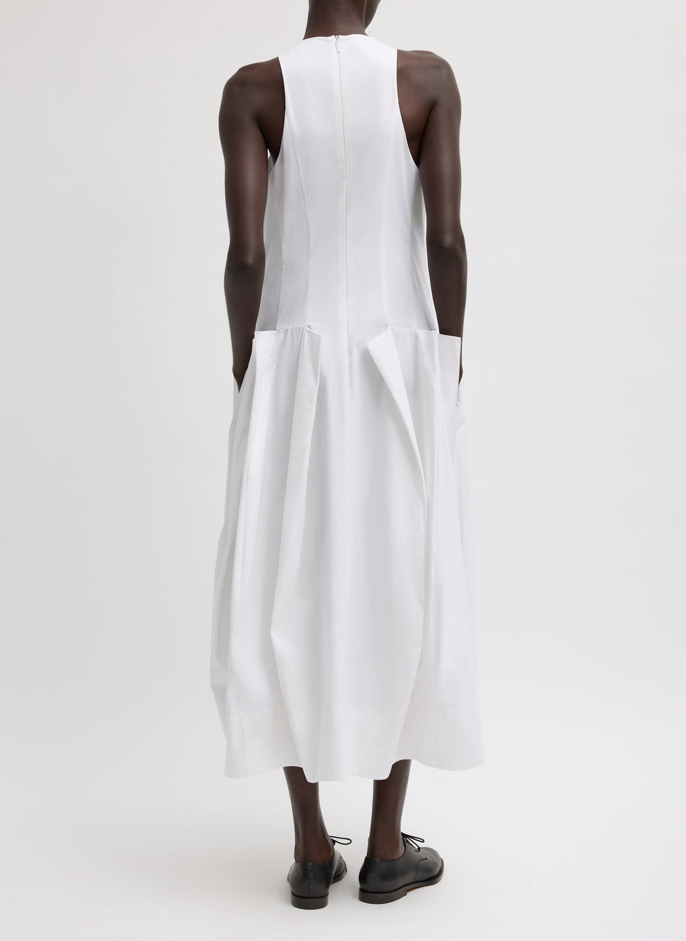 Compact Eco Poplin Pinched Pleat Dress | Tibi