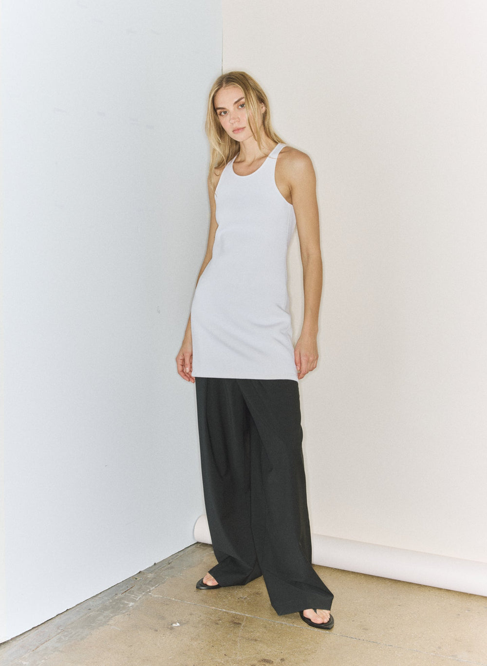 Bonded Viscose Sculpted Sleeveless Tunic Tank | Tibi