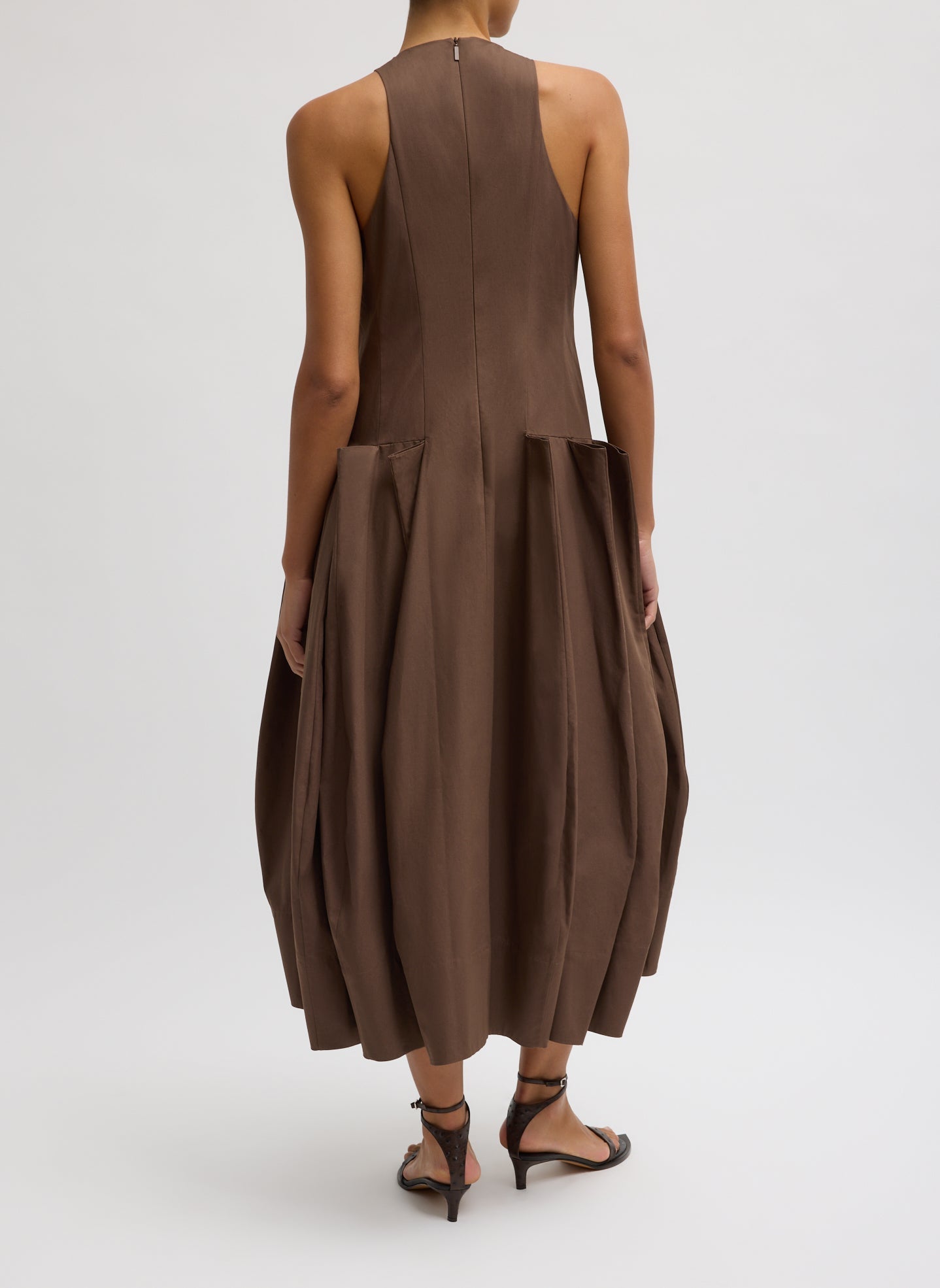 Compact Eco Poplin Pinched Pleat Dress | Tibi