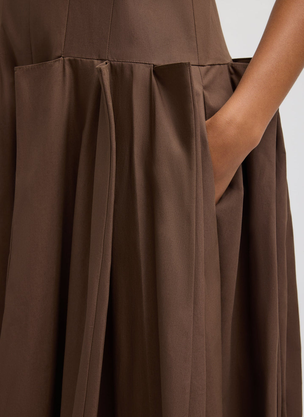 Compact Eco Poplin Pinched Pleat Dress | Tibi