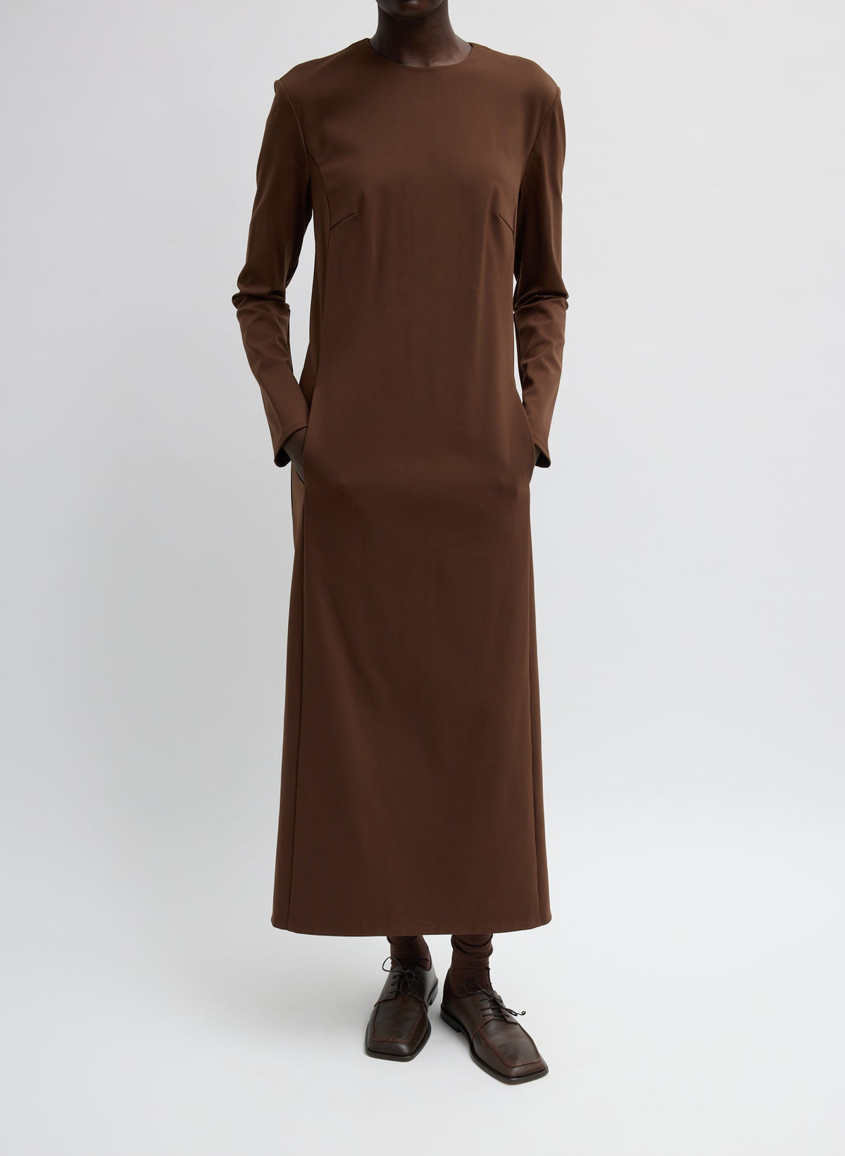 Compact Ultra Stretch Knit Dress With Cut Out Back | Tibi
