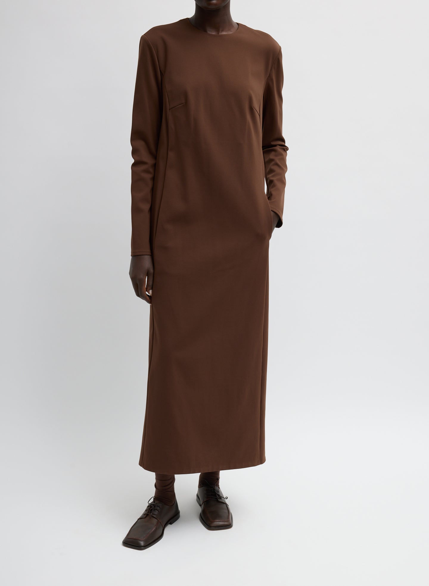 Compact Ultra Stretch Knit Dress With Cut Out Back | Tibi