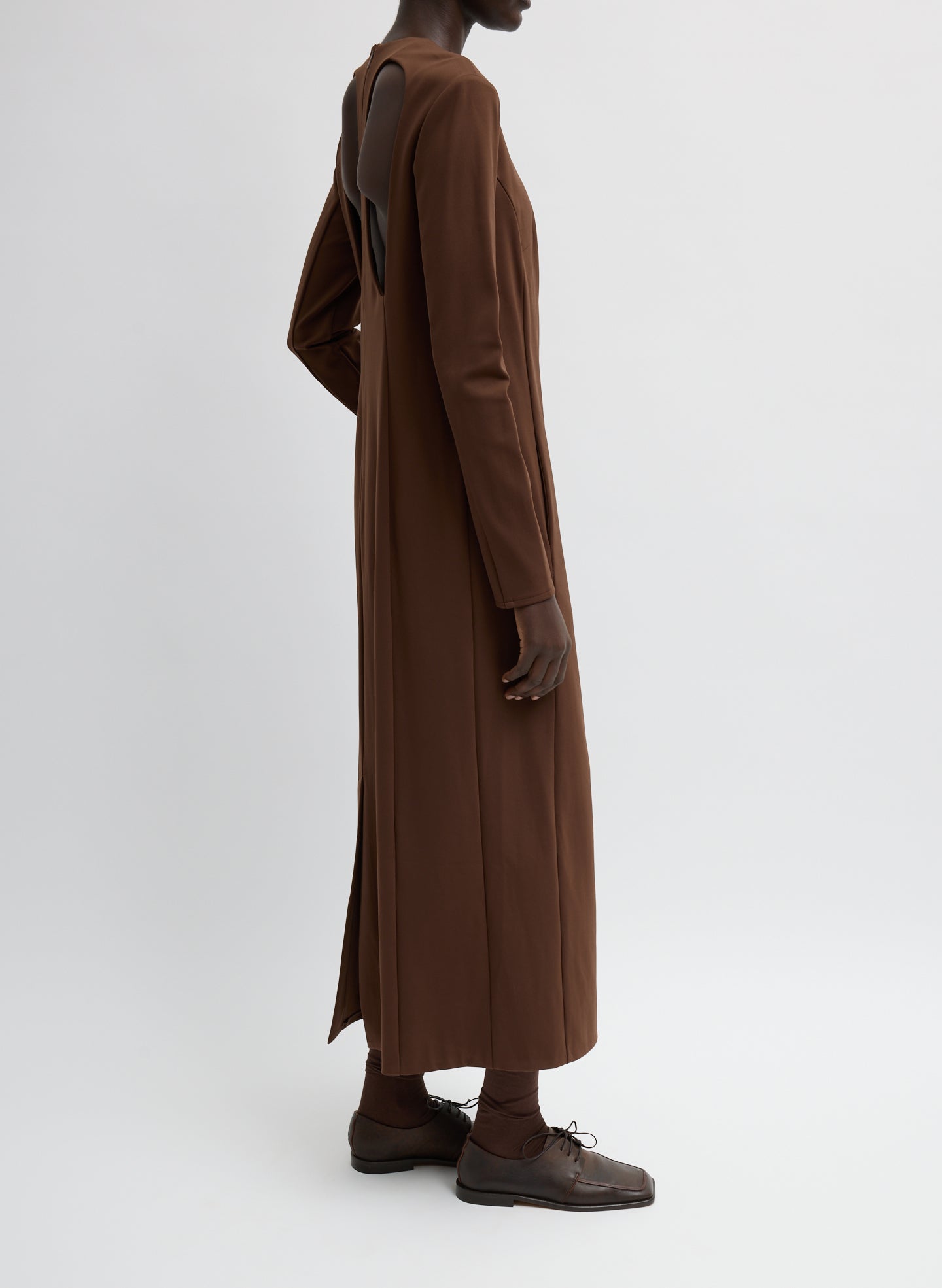 Compact Ultra Stretch Knit Dress With Cut Out Back | Tibi