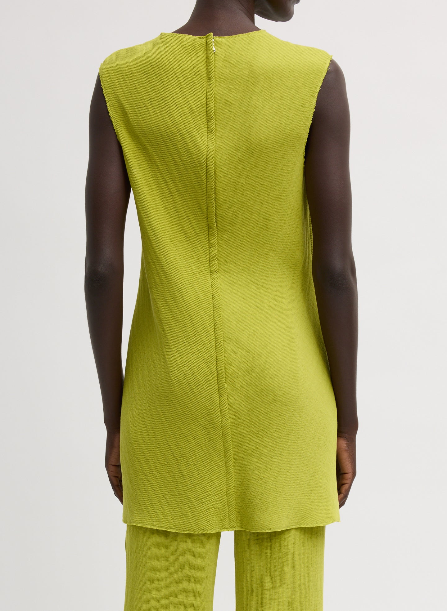 Viscose Plisse Sleeveless Bias Short Tunic Dress | Tibi