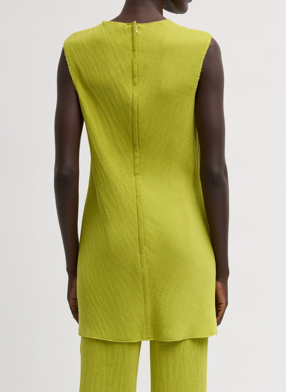 Viscose Plisse Sleeveless Bias Short Tunic Dress | Tibi