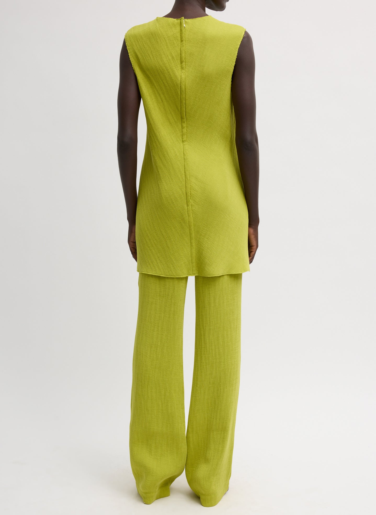 Viscose Plisse Sleeveless Bias Short Tunic Dress | Tibi