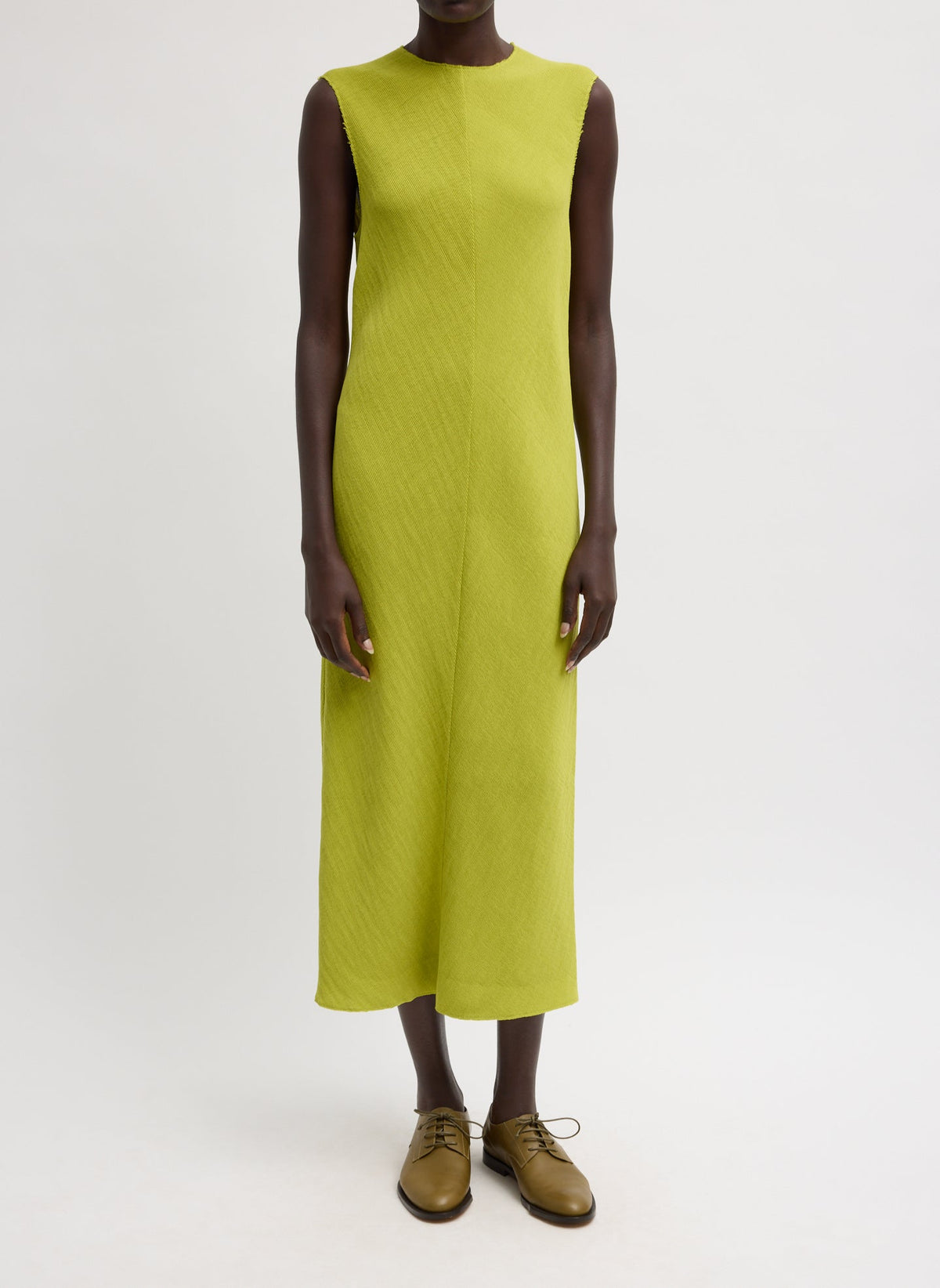 Viscose Plisse Sleeveless Bias Dress | Tibi