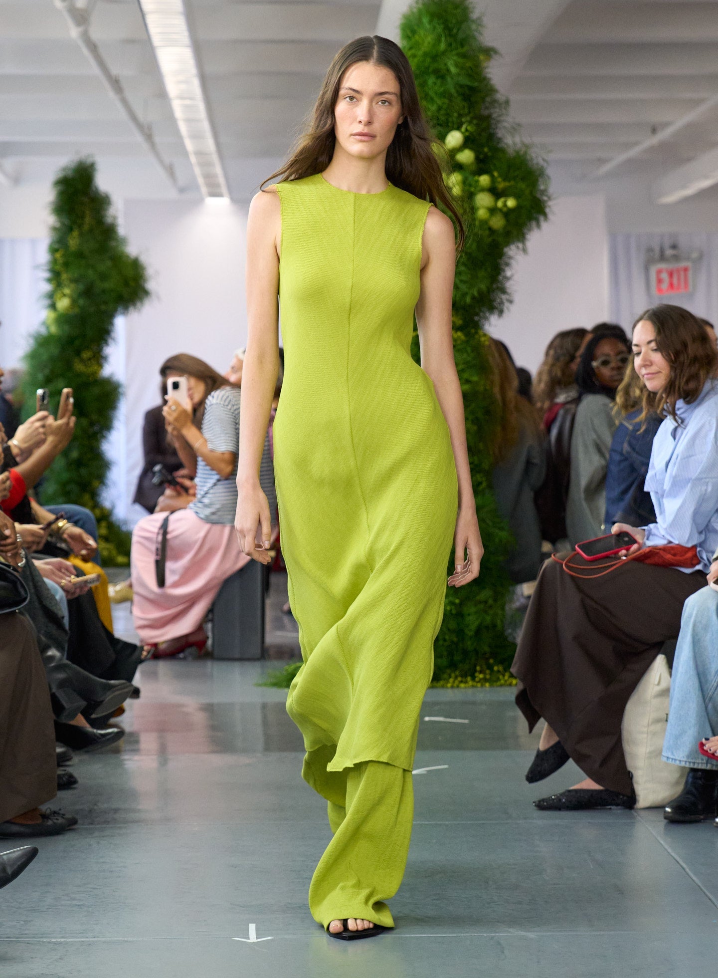 Viscose Plisse Sleeveless Bias Dress | Tibi