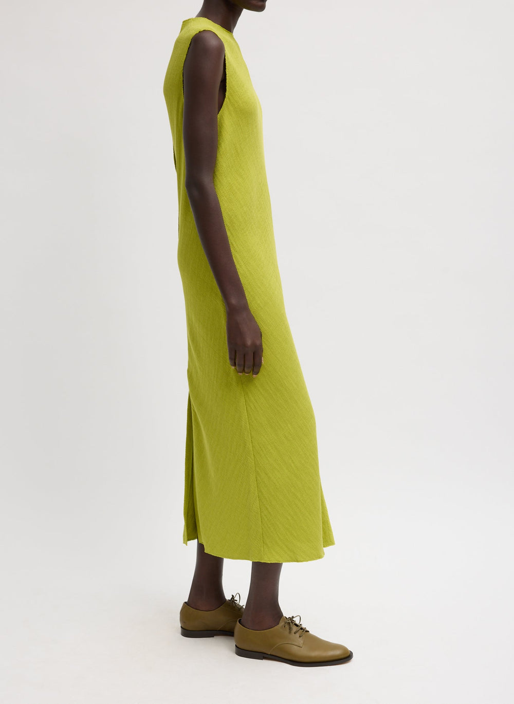 Viscose Plisse Sleeveless Bias Dress | Tibi