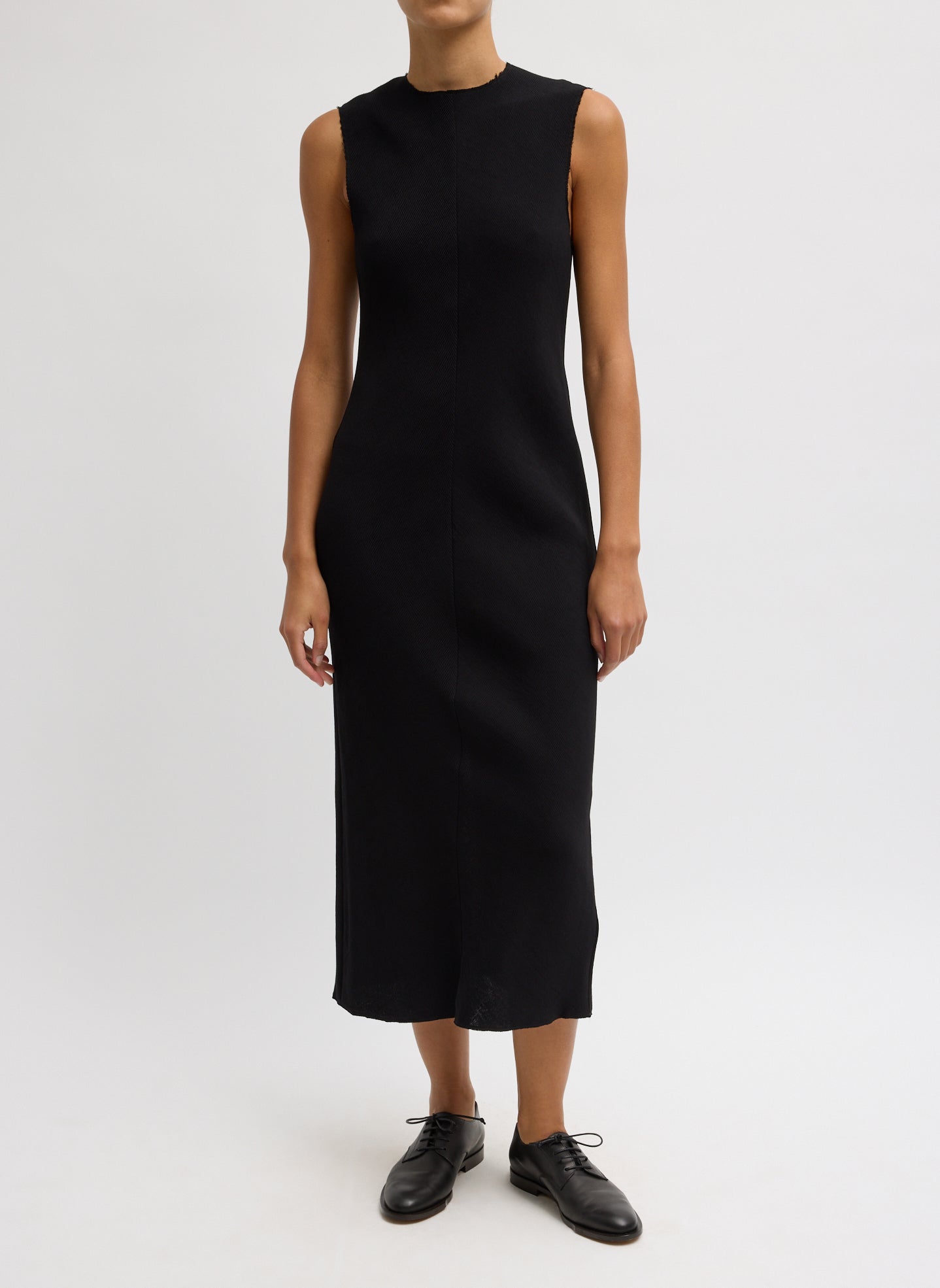 Viscose Plisse Sleeveless Bias Dress | Tibi