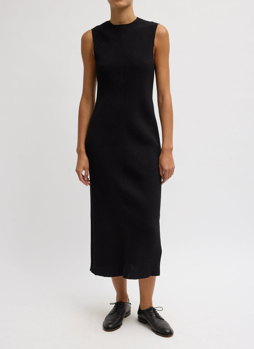 Viscose Plisse Sleeveless Bias Dress | Tibi